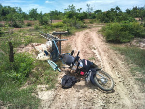 Overturned bike during distribution